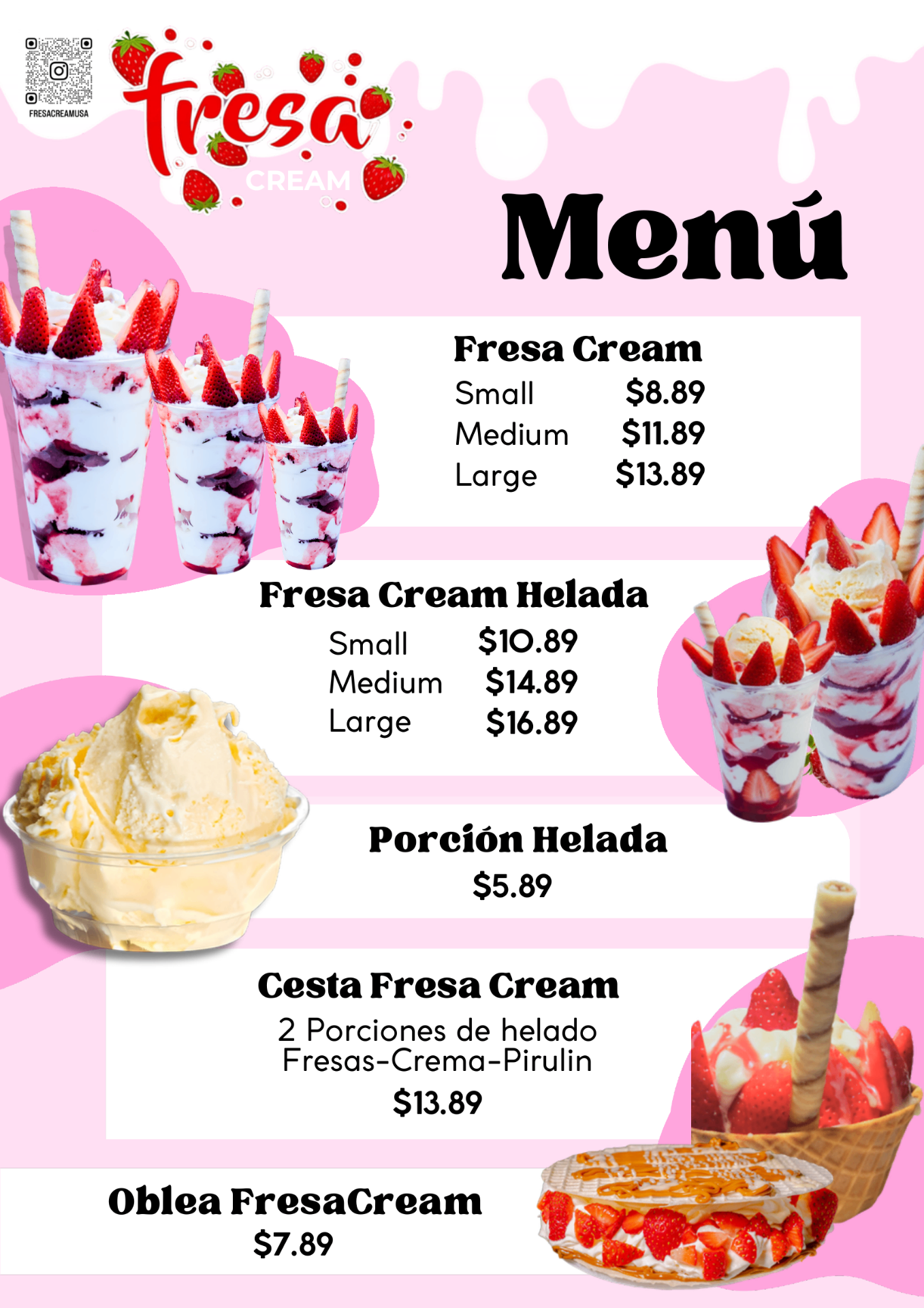 Fresa Cream — Menú página 2